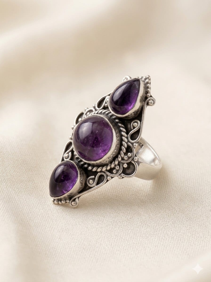 Anel em prata 925 com turquesa em cabochão